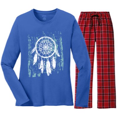 Dream Catcher Feathers Tribal Native American Boho Tapestry Gift Women's Long Sleeve Flannel Pajama Set 