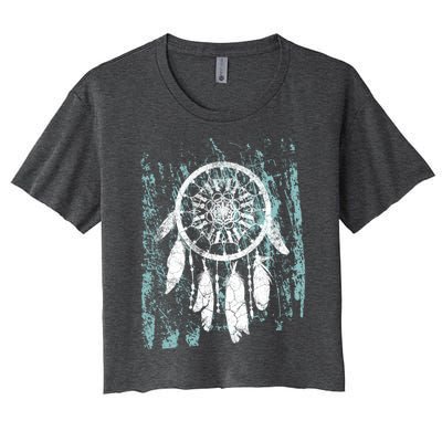 Dream Catcher Feathers Tribal Native American Boho Tapestry Gift Women's Crop Top Tee