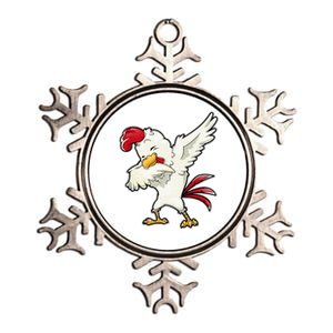 Dabbing Chicken Farmer Farm Dab Funny Farming Metallic Star Ornament