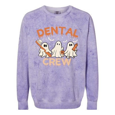 Dental Crew Funny Boo Teeth Dentist Hygiene Retro Halloween Great Gift Colorblast Crewneck Sweatshirt