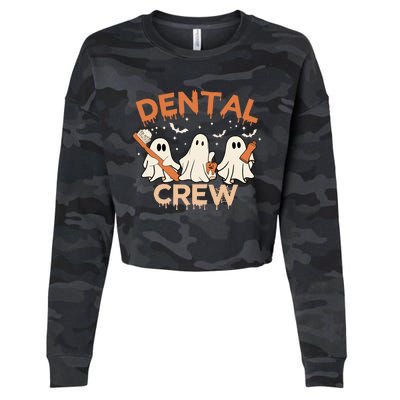 Dental Crew Funny Boo Teeth Dentist Hygiene Retro Halloween Great Gift Cropped Pullover Crew