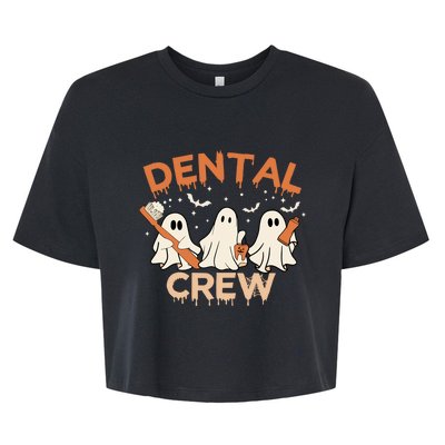 Dental Crew Funny Boo Teeth Dentist Hygiene Retro Halloween Great Gift Bella+Canvas Jersey Crop Tee