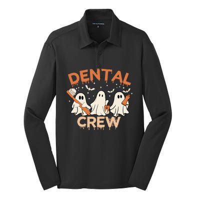 Dental Crew Funny Boo Teeth Dentist Hygiene Retro Halloween Great Gift Silk Touch Performance Long Sleeve Polo