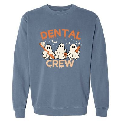 Dental Crew Funny Boo Teeth Dentist Hygiene Retro Halloween Great Gift Garment-Dyed Sweatshirt