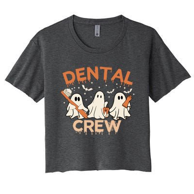 Dental Crew Funny Boo Teeth Dentist Hygiene Retro Halloween Great Gift Women's Crop Top Tee