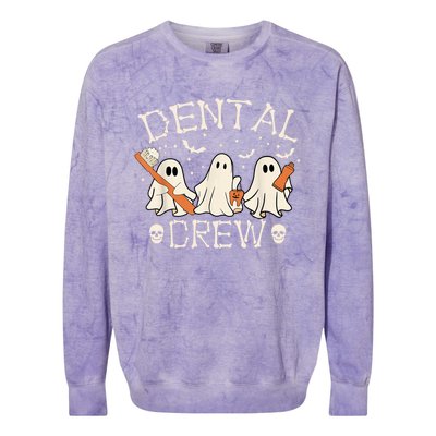 Dental Crew Funny Boo Teeth Dentist Hygiene Retro Halloween Great Gift Colorblast Crewneck Sweatshirt