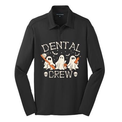 Dental Crew Funny Boo Teeth Dentist Hygiene Retro Halloween Great Gift Silk Touch Performance Long Sleeve Polo