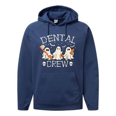 Dental Crew Funny Boo Teeth Dentist Hygiene Retro Halloween Great Gift Performance Fleece Hoodie