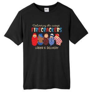 Delivering Cutest Firecrackers Labor & Delivery 4th Of July Tall Fusion ChromaSoft Performance T-Shirt