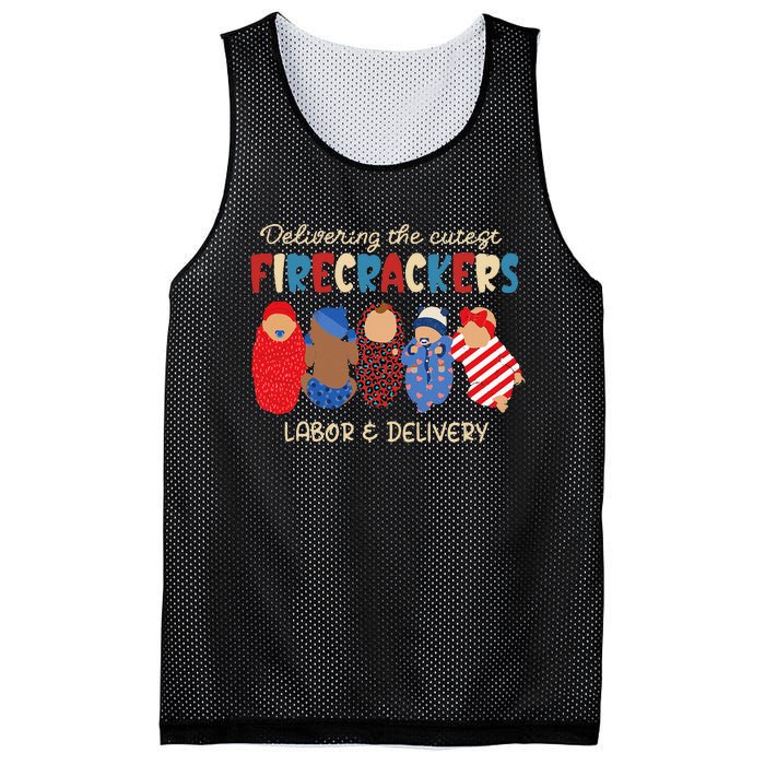 Delivering Cutest Firecrackers Labor & Delivery 4th Of July Mesh Reversible Basketball Jersey Tank