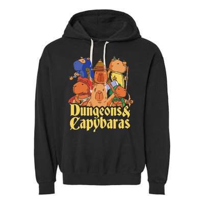 Dungeons & Capybaras Funny Capybara Lover Garment-Dyed Fleece Hoodie