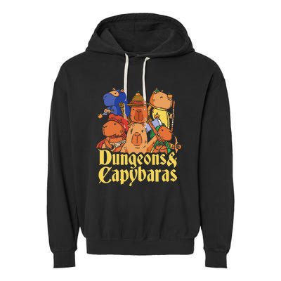 Dungeons & Capybaras Funny Capybara Lover Garment-Dyed Fleece Hoodie