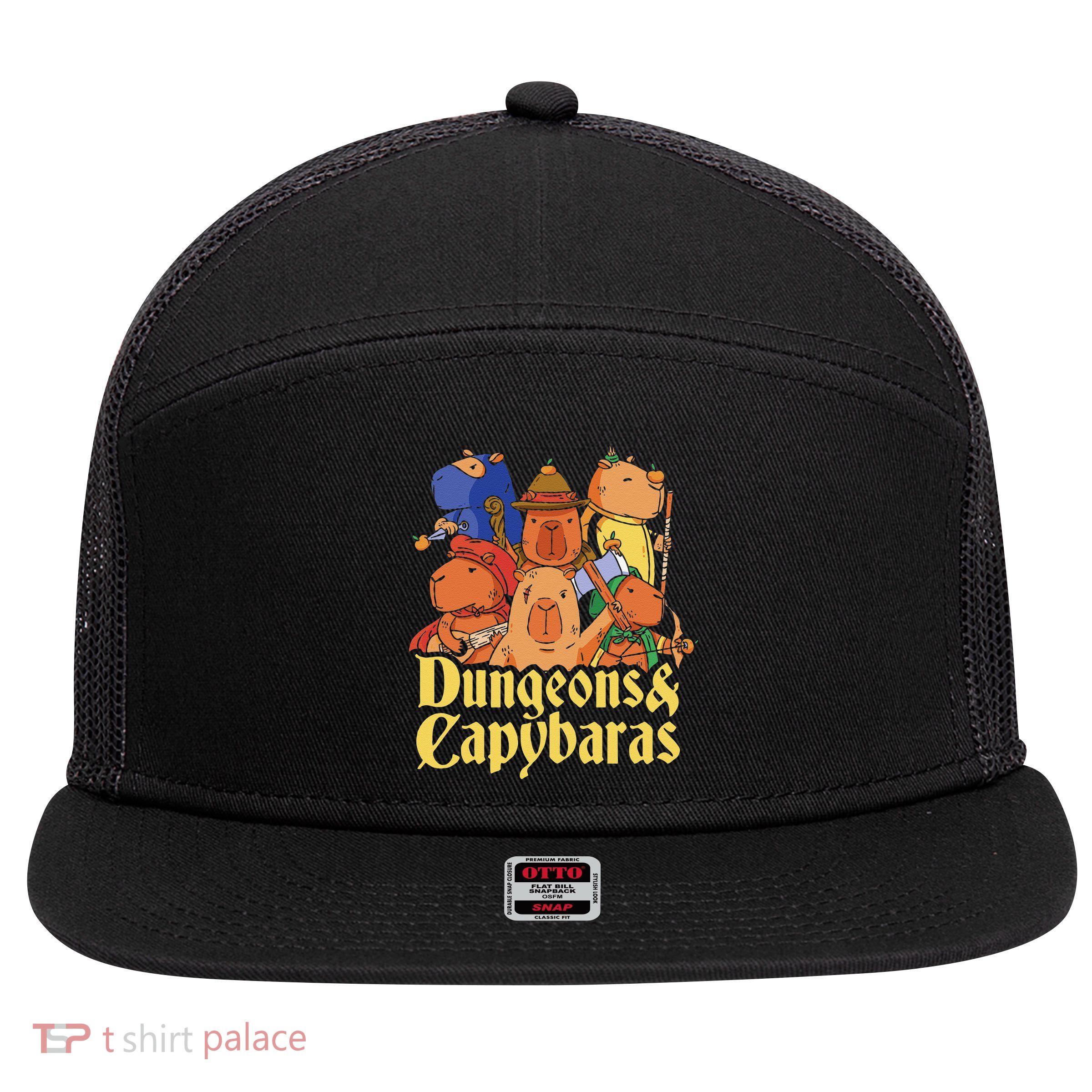 Dungeons & Capybaras Funny Capybara Lover 7 Panel Mesh Trucker Snapback Hat
