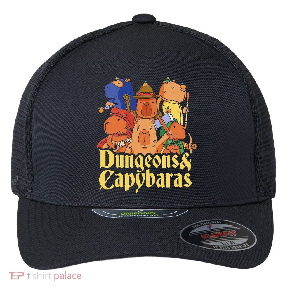 Dungeons & Capybaras Funny Capybara Lover Flexfit Unipanel Trucker Cap