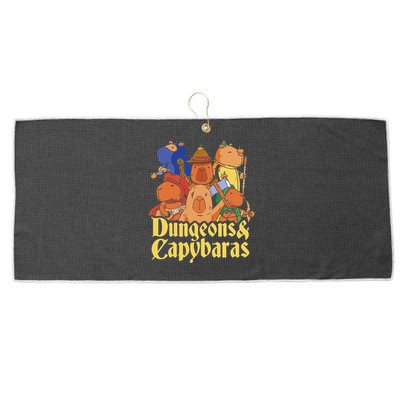 Dungeons & Capybaras Funny Capybara Lover Large Microfiber Waffle Golf Towel