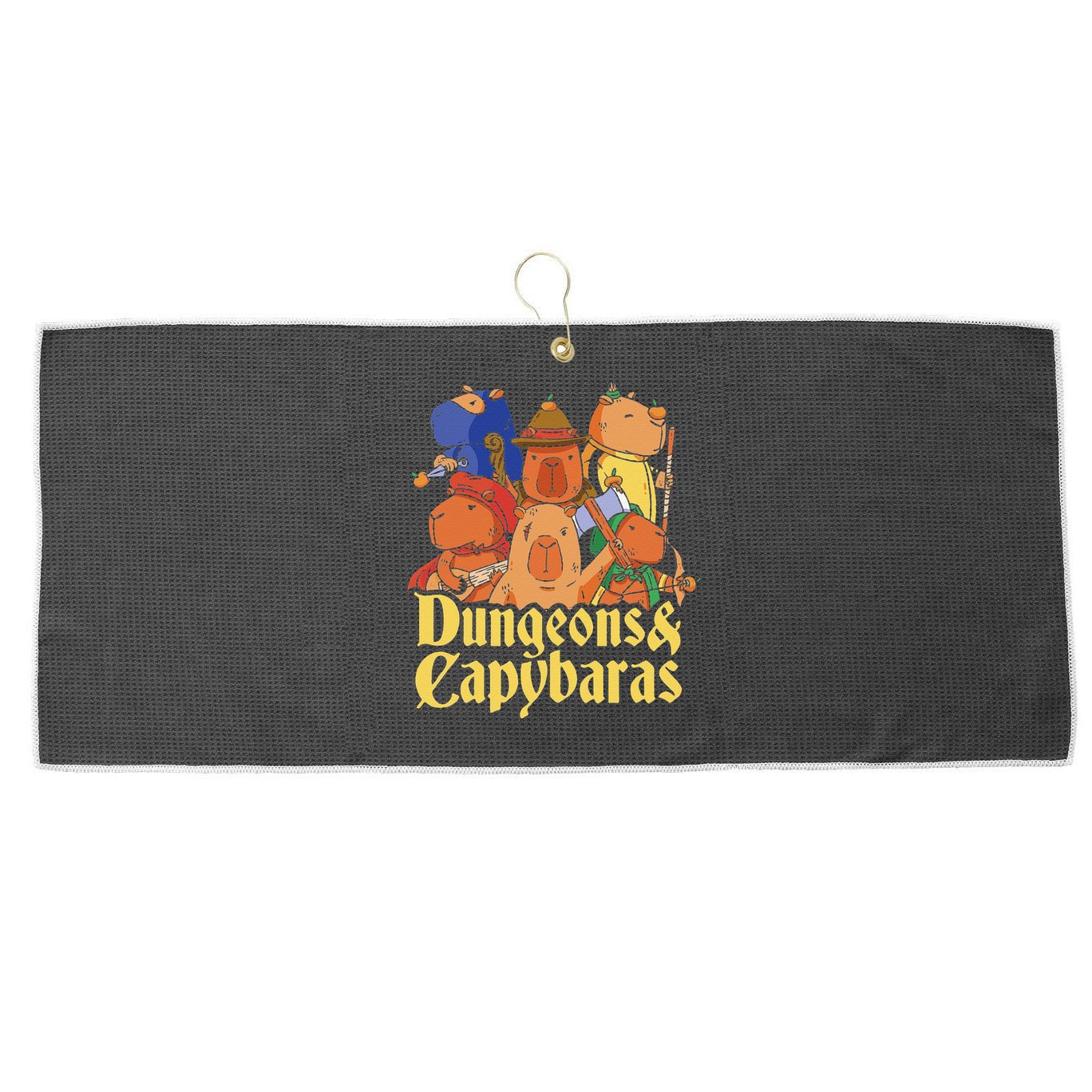Dungeons & Capybaras Funny Capybara Lover Large Microfiber Waffle Golf Towel