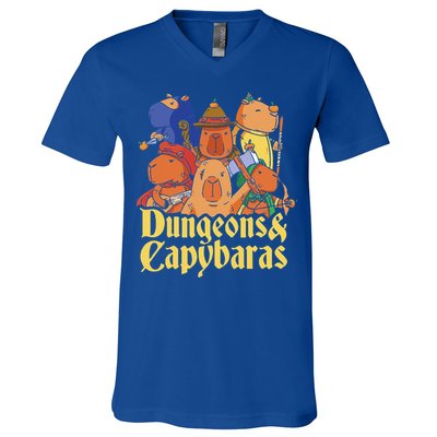 Dungeons & Capybaras Funny Capybara Lover V-Neck T-Shirt