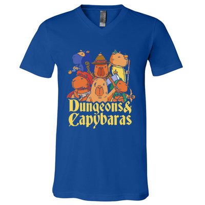 Dungeons & Capybaras Funny Capybara Lover V-Neck T-Shirt