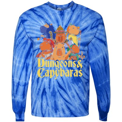 Dungeons & Capybaras Funny Capybara Lover Tie-Dye Long Sleeve Shirt