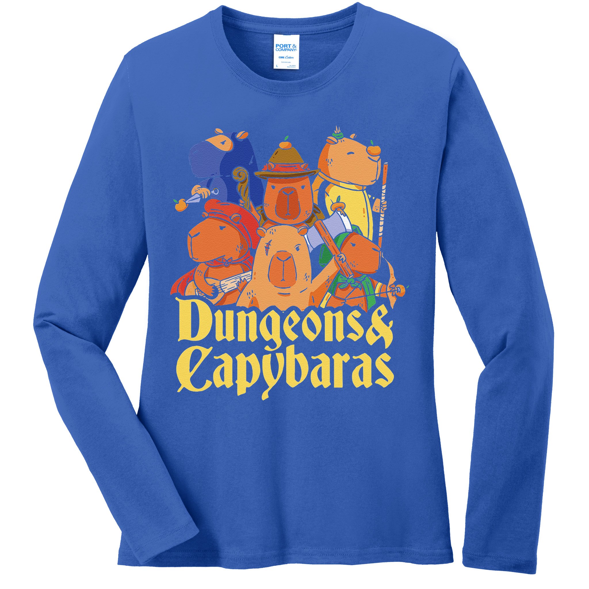 Dungeons & Capybaras Funny Capybara Lover Ladies Long Sleeve Shirt