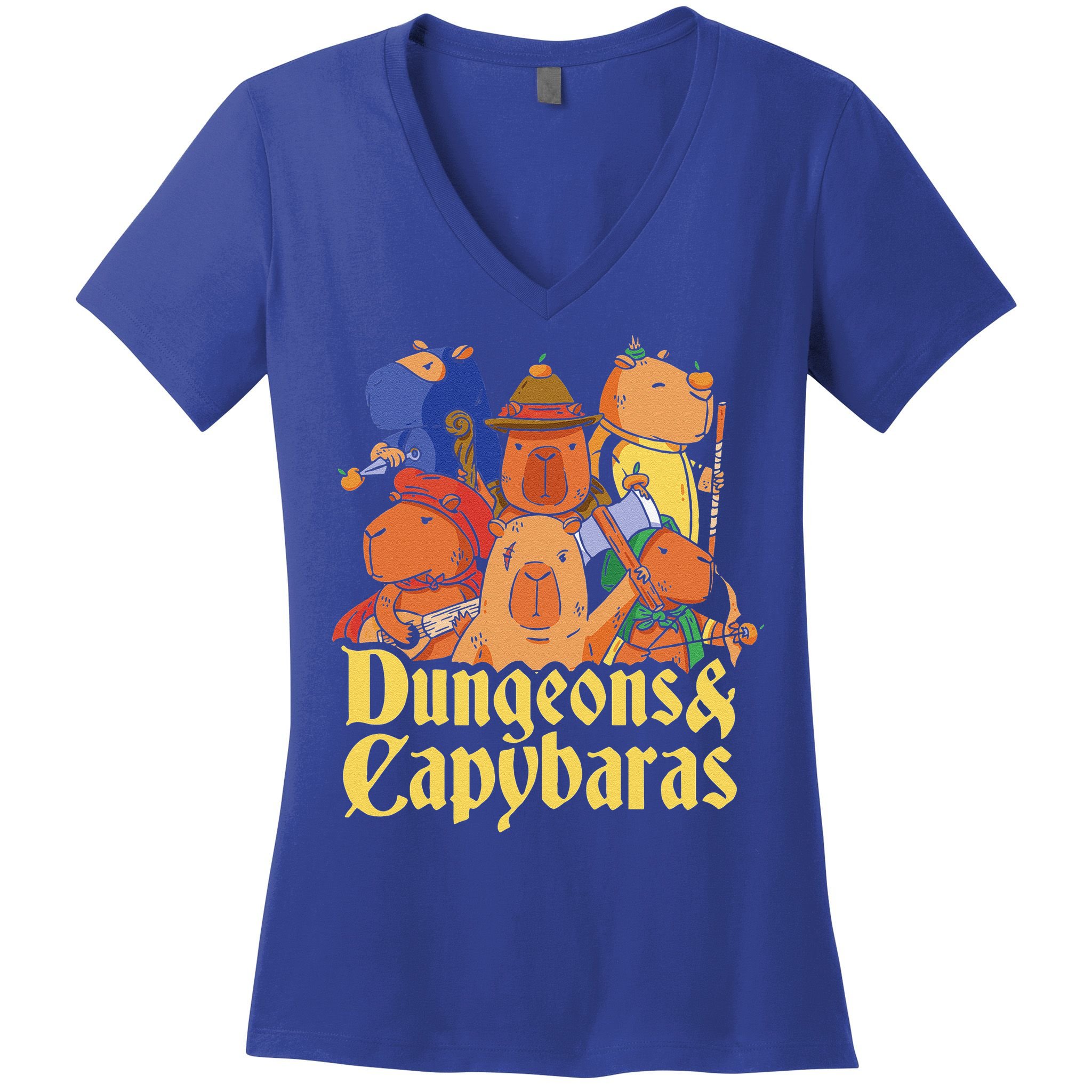 Dungeons & Capybaras Funny Capybara Lover Women's V-Neck T-Shirt