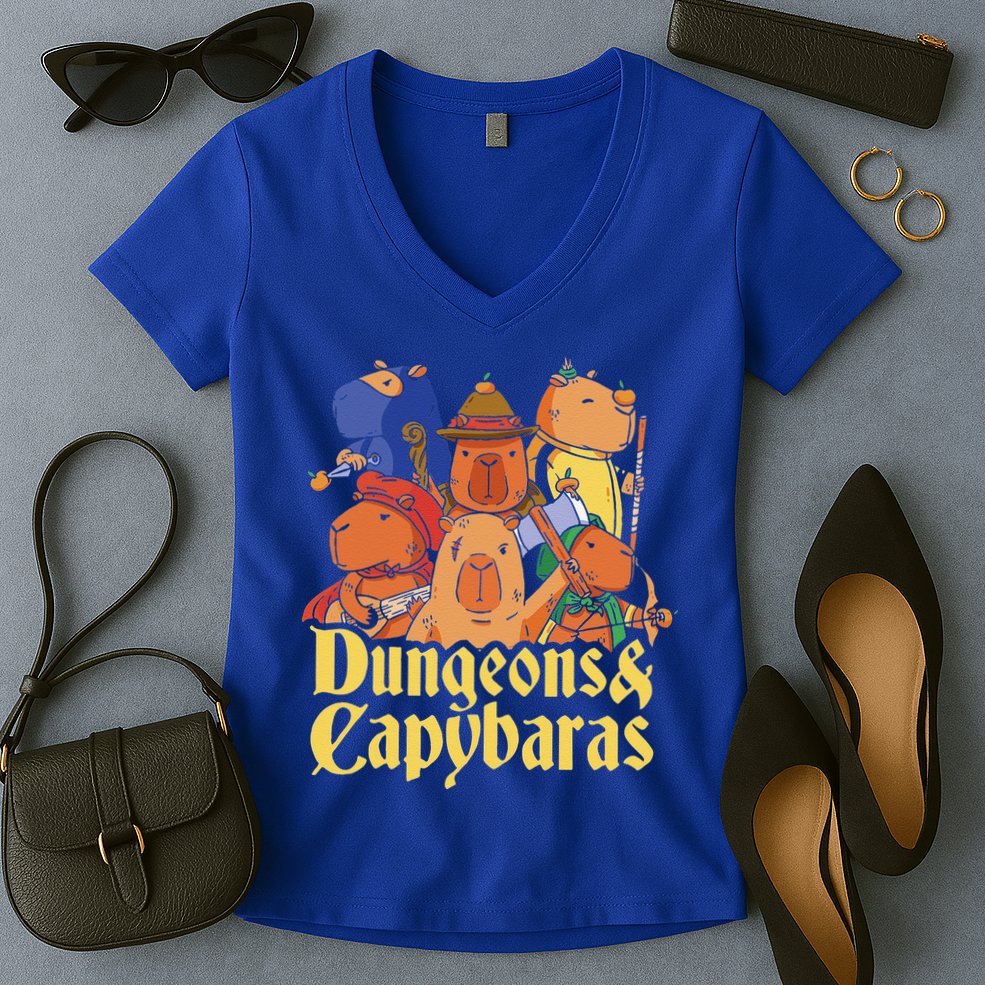 Dungeons & Capybaras Funny Capybara Lover Women's V-Neck T-Shirt