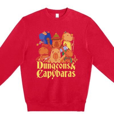 Dungeons & Capybaras Funny Capybara Lover Premium Crewneck Sweatshirt