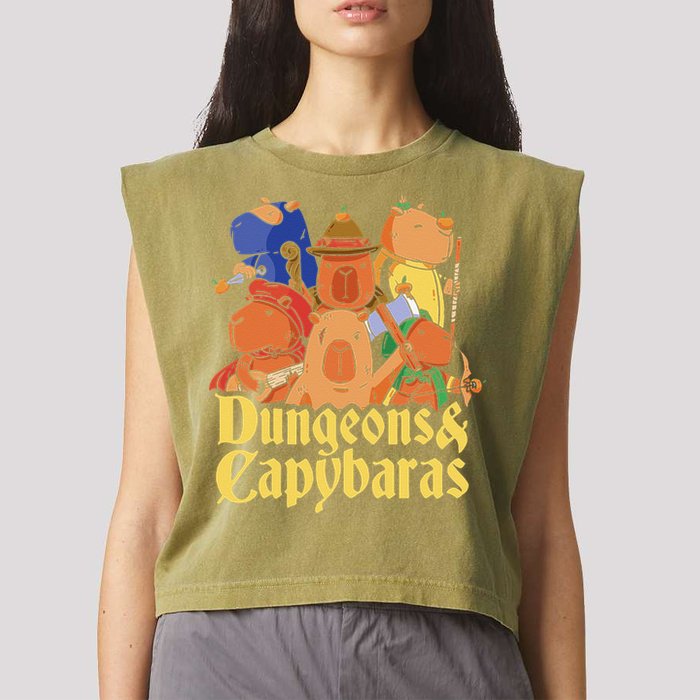 Dungeons & Capybaras Funny Capybara Lover Garment-Dyed Women's Muscle Tee