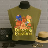 Dungeons & Capybaras Funny Capybara Lover Garment-Dyed Women's Muscle Tee