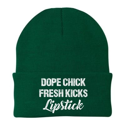 Dope Chick Fresh Kicks Lipstick Funny Saying Knit Cap Winter Beanie