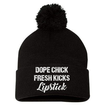 Dope Chick Fresh Kicks Lipstick Funny Saying Pom Pom 12in Knit Beanie