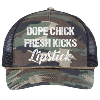 Dope Chick Fresh Kicks Lipstick Funny Saying Retro Rope Trucker Hat Cap