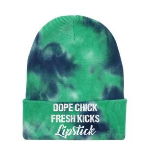 Dope Chick Fresh Kicks Lipstick Funny Saying Tie Dye 12in Knit Beanie