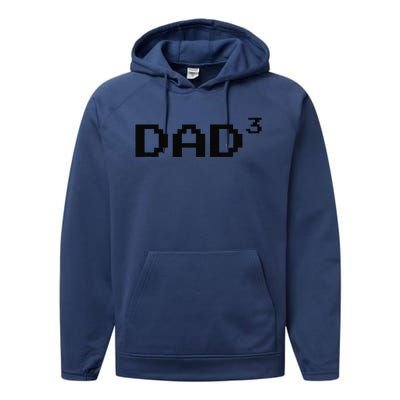 Dad Cubed Father Of Three Funny Math Fathers Day Equation Performance Fleece Hoodie