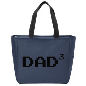 Dad Cubed Father Of Three Funny Math Fathers Day Equation Zip Tote Bag