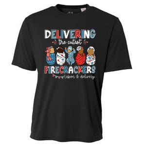 Delivering Cutest Firecracker Labor Delivery Nurse 4th July Cooling Performance Crew T-Shirt