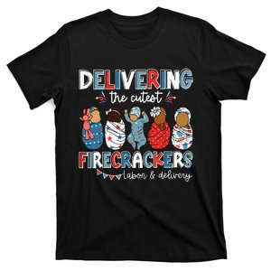 Delivering Cutest Firecracker Labor Delivery Nurse 4th July T-Shirt