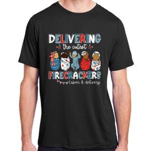 Delivering Cutest Firecracker Labor Delivery Nurse 4th July Adult ChromaSoft Performance T-Shirt