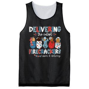 Delivering Cutest Firecracker Labor Delivery Nurse 4th July Mesh Reversible Basketball Jersey Tank