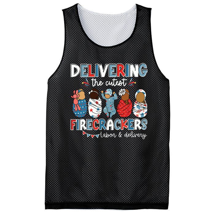 Delivering Cutest Firecracker Labor Delivery Nurse 4th July Mesh Reversible Basketball Jersey Tank