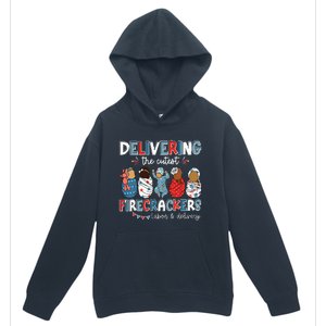 Delivering Cutest Firecracker Labor Delivery Nurse 4th July Urban Pullover Hoodie