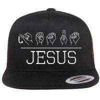 Deaf Christian Faith Name Of Jesus ASL Sign Language Flat Bill Trucker Hat