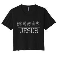 Deaf Christian Faith Name Of Jesus ASL Sign Language Women's Crop Top Tee