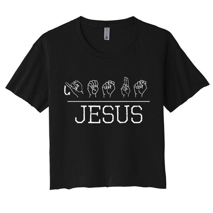 Deaf Christian Faith Name Of Jesus ASL Sign Language Women's Crop Top Tee