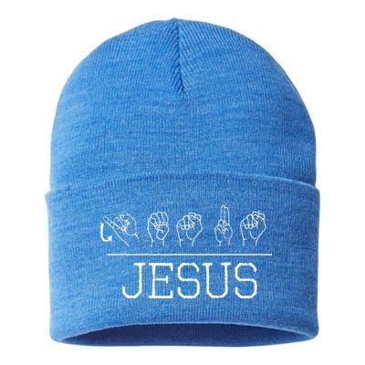 Deaf Christian Faith Name Of Jesus ASL Sign Language Sustainable Knit Beanie