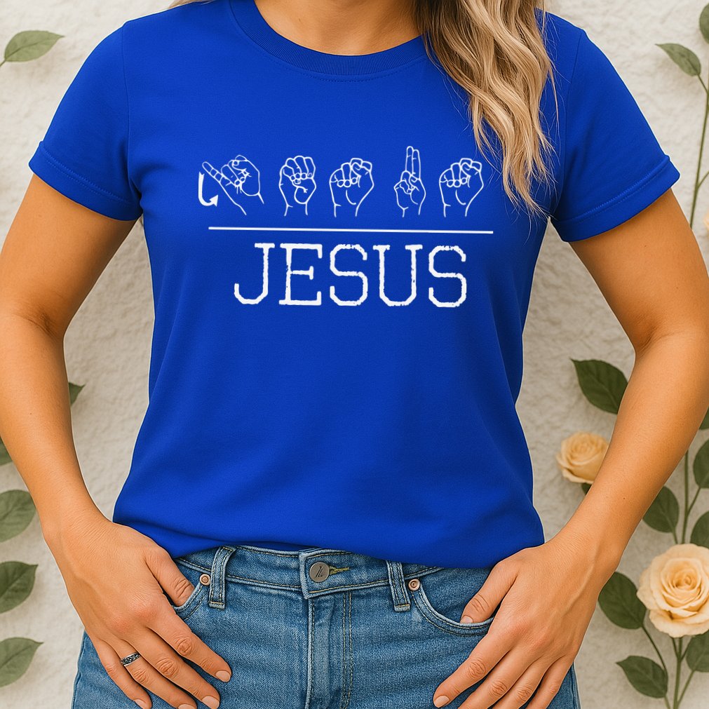 Deaf Christian Faith Name Of Jesus ASL Sign Language Womens T-Shirt