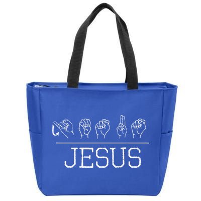 Deaf Christian Faith Name Of Jesus ASL Sign Language Zip Tote Bag