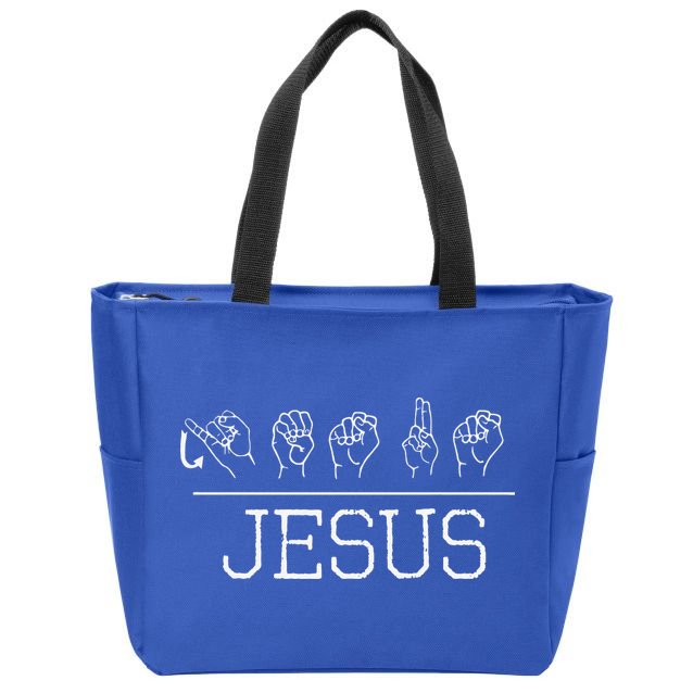 Deaf Christian Faith Name Of Jesus ASL Sign Language Zip Tote Bag