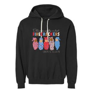 Delivering Cutest Firecrackers Funny L&D Nurse 4th Of Garment-Dyed Fleece Hoodie