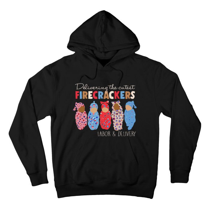 Delivering Cutest Firecrackers Funny L&D Nurse 4th Of Hoodie